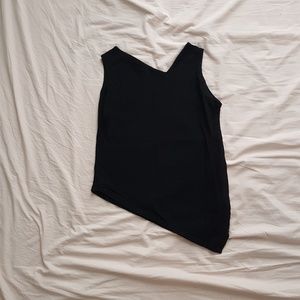 Asymmetrical Linen Tank, Black